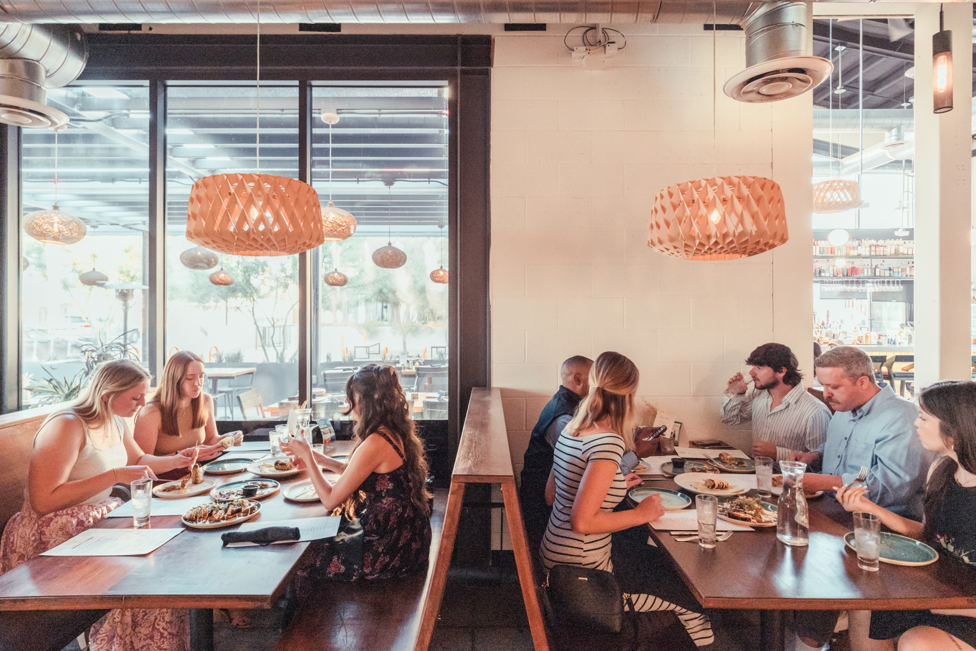 Guests dining inside Cocina Chiwas restaurant
